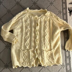 Woman’s Cream Granny Knit Cardigan Sweater